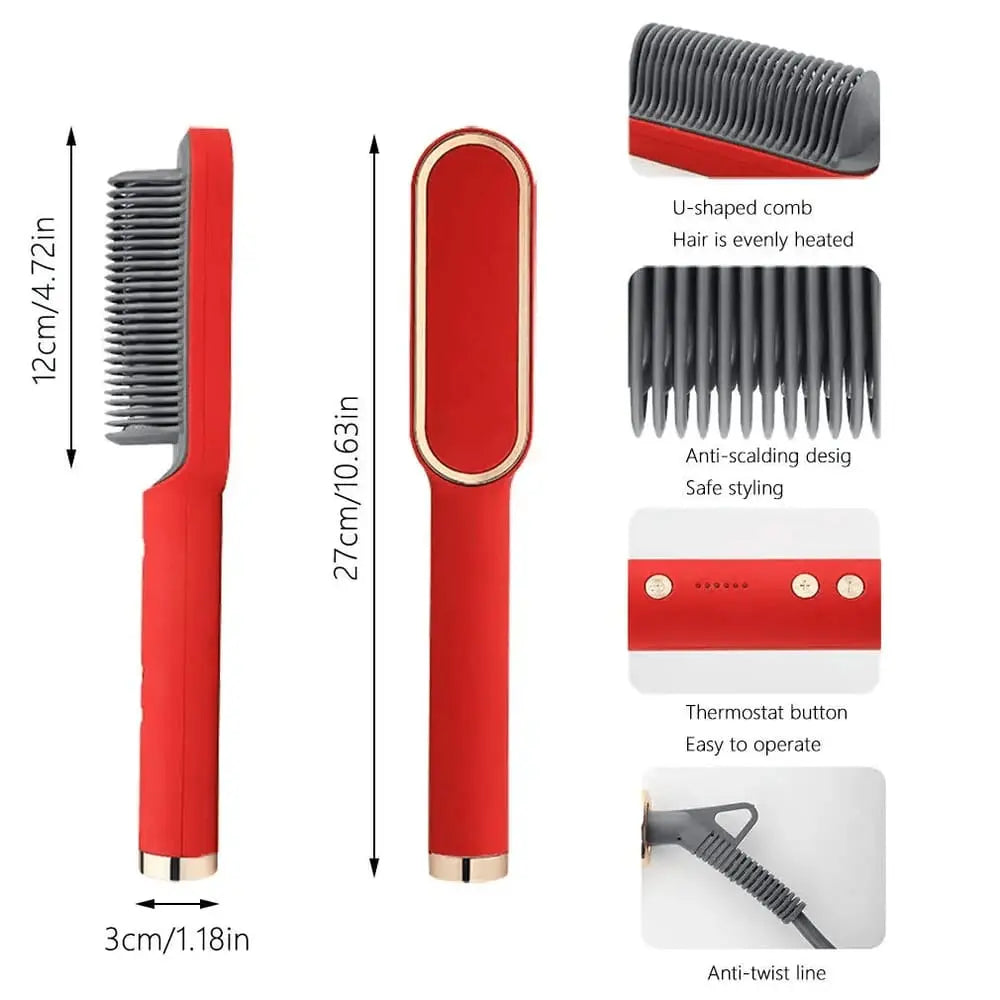 2 in 1 Hair Straightener & Styling Brush – Frizz Free Hair