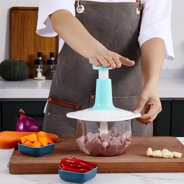 Quick and efficient manual chopper – perfect for onions, carrots, and other vegetables