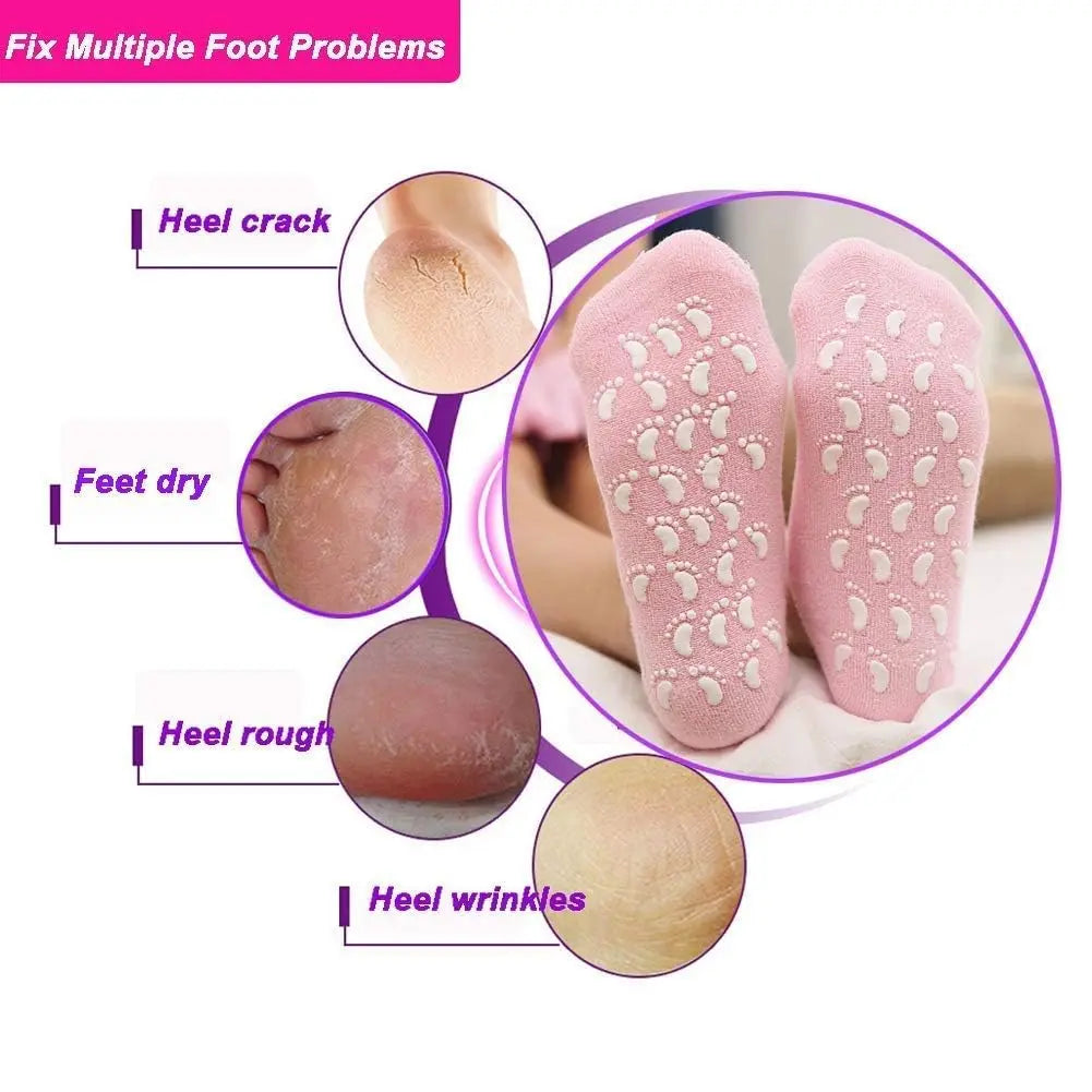 Moisturizing Spa Gel Socks for Dry Feet & Heels