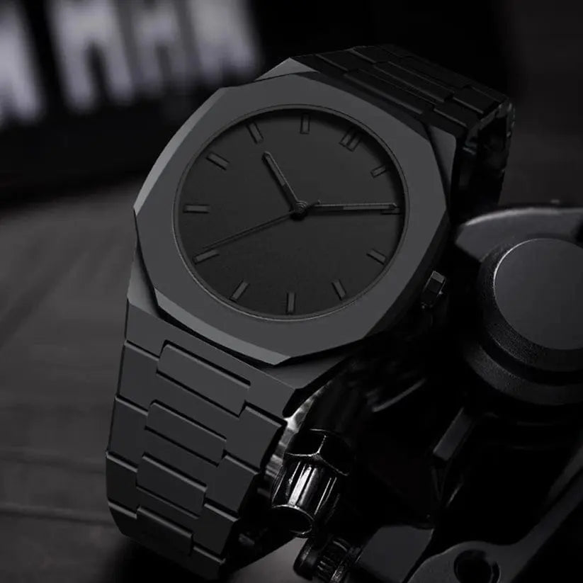 Black Arabic Aura Watch – Elegant Arabic Numeral Dial Front View