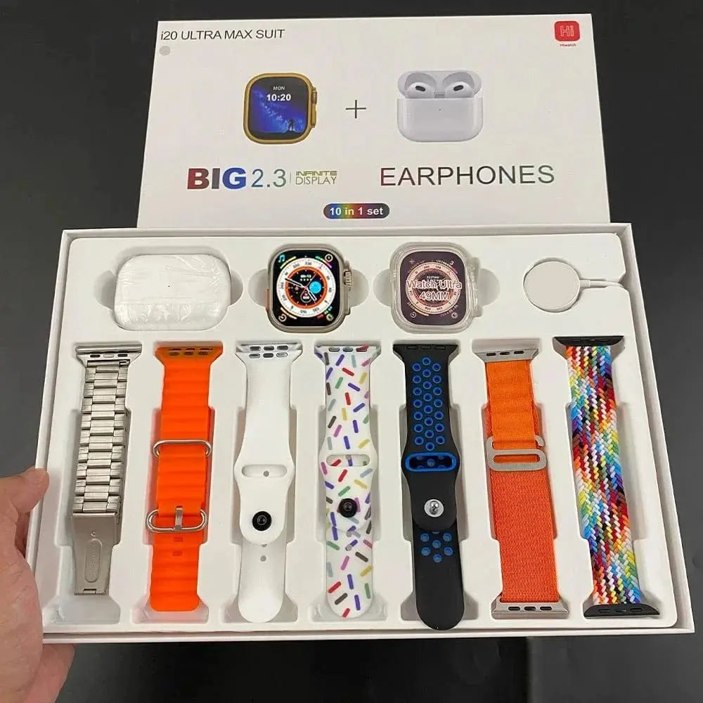 4 in 1 Smart Watch Bundle – Watch, Earbuds, Charger, Straps