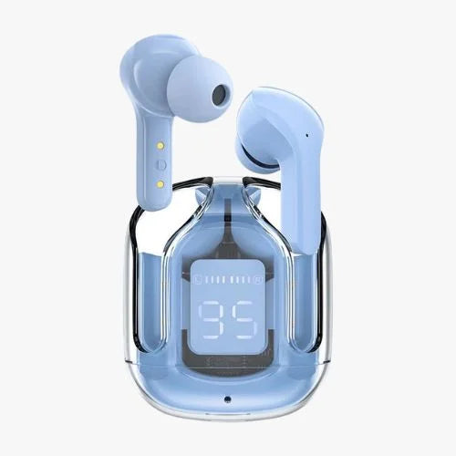 Air31 Bluetooth earbuds with USB charging cable and extra ear tips